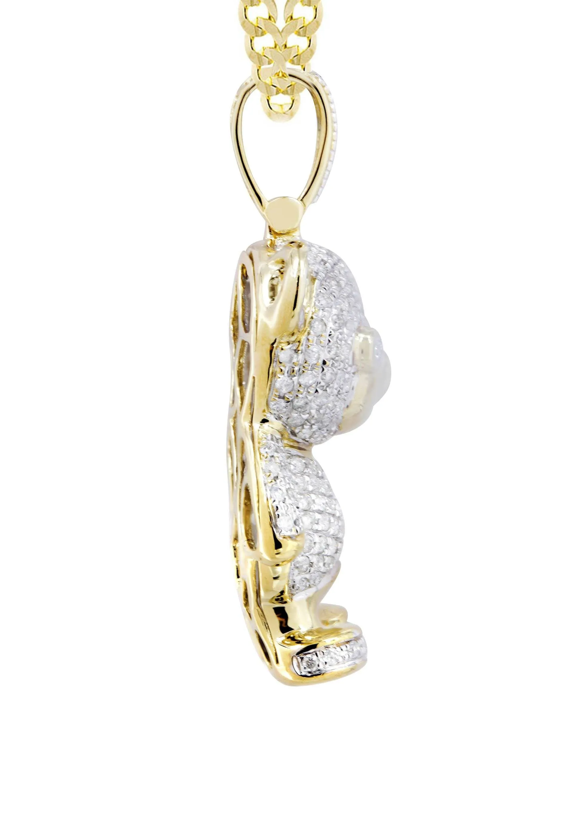 10K Yellow Gold Teddy Bear Diamond Necklace  | 1.37 Carats