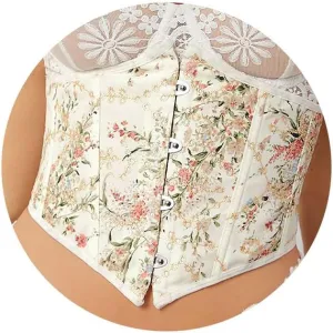 Asooll Lace up Corset Bustier Floral Printed Wide Underbust Corset Belt Costume Clothing Dress Waist Belt for Women