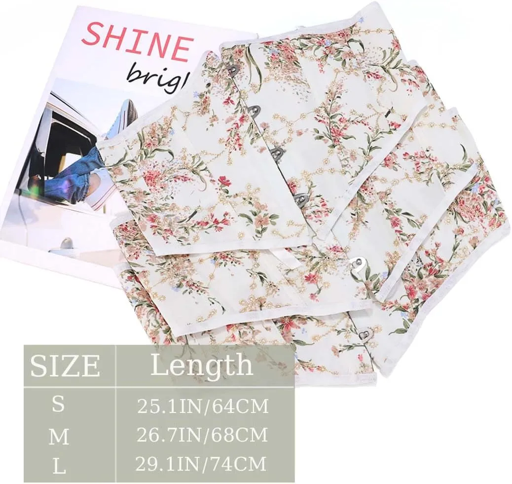Asooll Lace up Corset Bustier Floral Printed Wide Underbust Corset Belt Costume Clothing Dress Waist Belt for Women