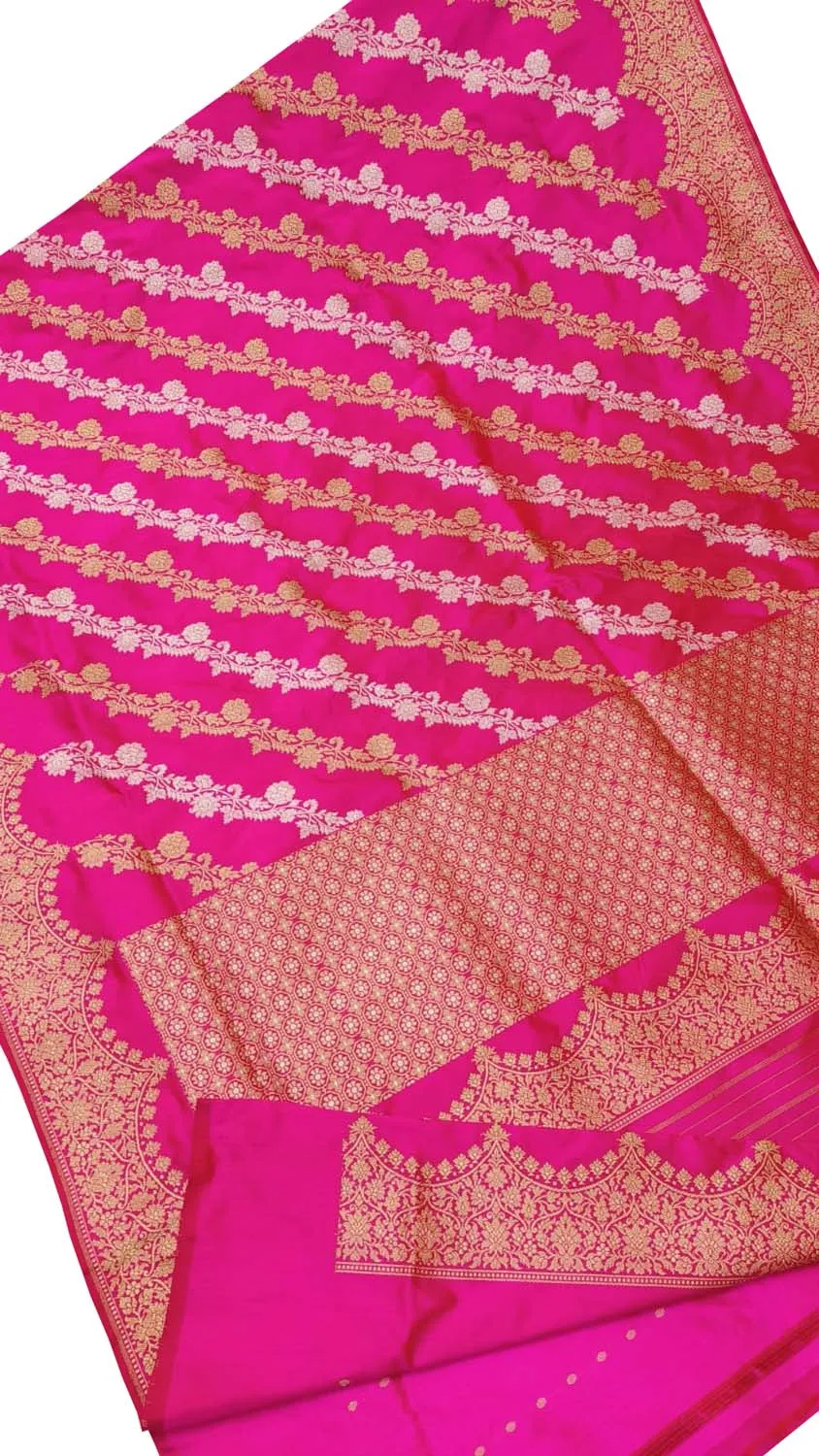 Elegant Pink Banarasi Handloom Pure Katan Silk Sona Roopa Saree: A Timeless Classic