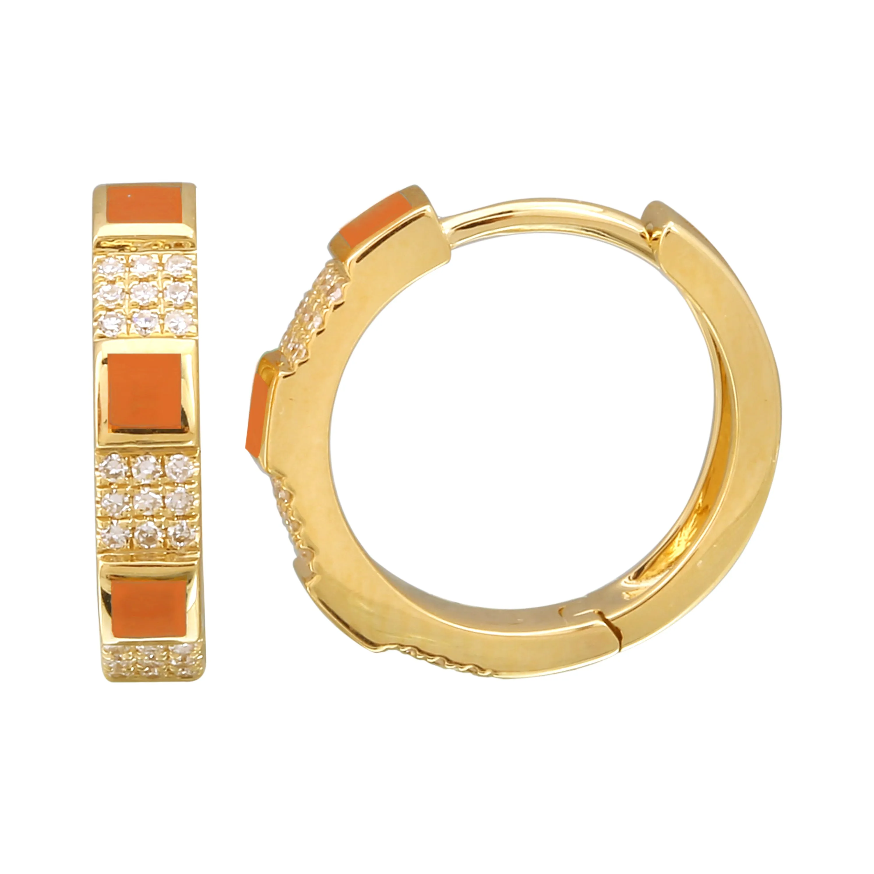 Enamel Block Pave Hoops