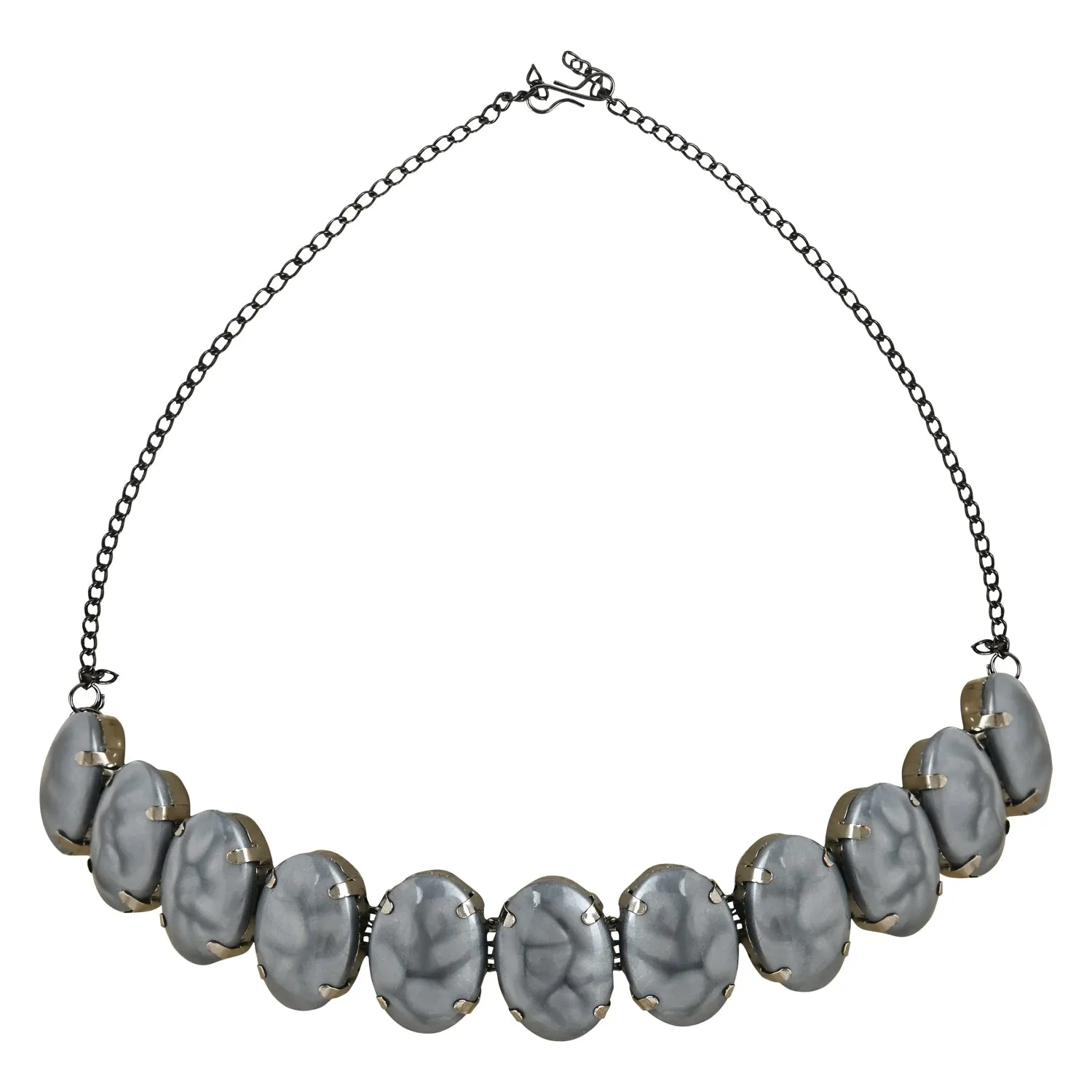 Glamorous Fashionable Eye-Catching Grey Beaded Choker and Earrings Set For Women/Girls