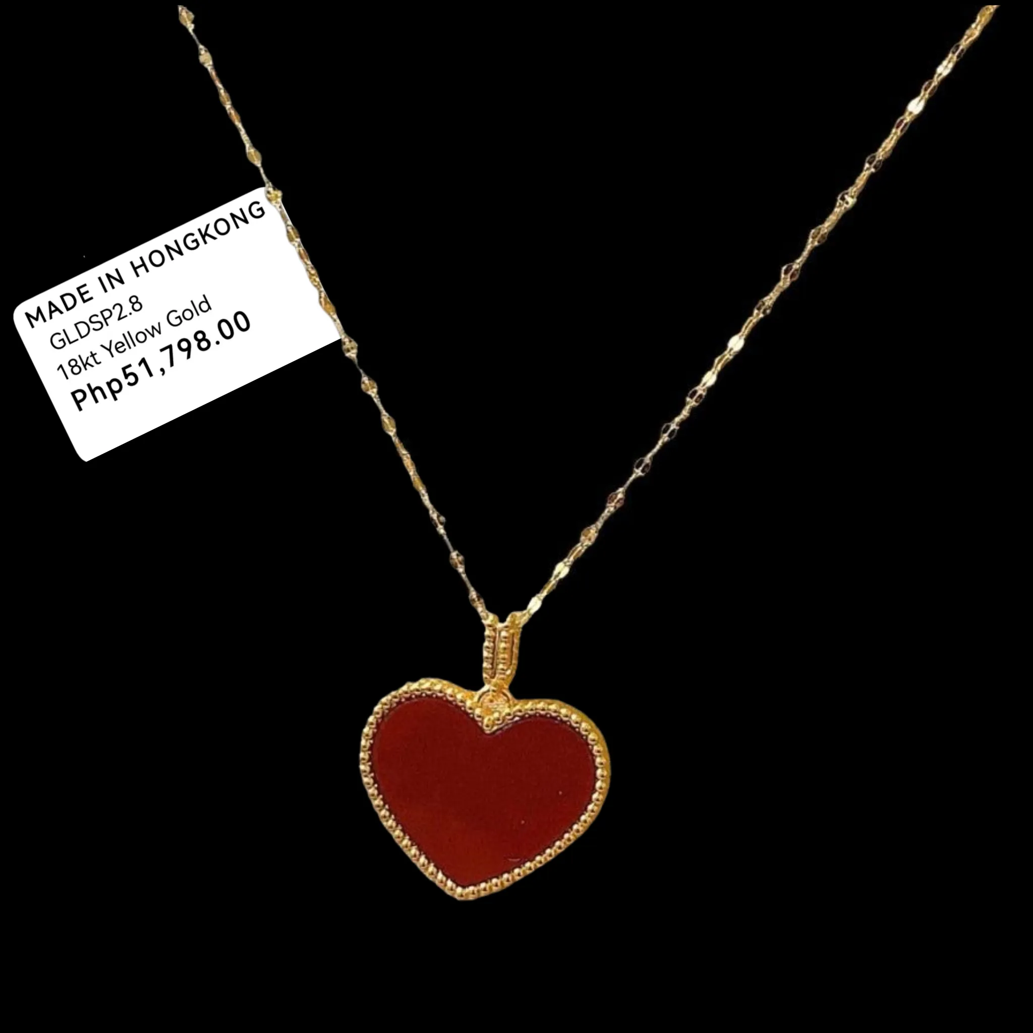 #GOLD2024 | 18K Golden Red Heart Necklace Dancing Chain