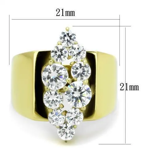 Jewellery Kingdom Cluster Long Cz Clear Steel 18kt Ladies Sparkling 4 Carat Ring (Gold)