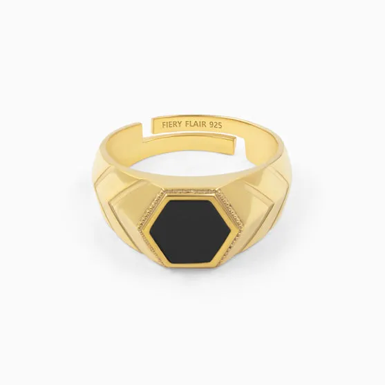 Pure Silver Black Stone Men's Ring