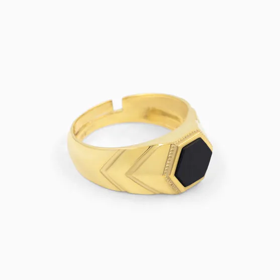 Pure Silver Black Stone Men's Ring