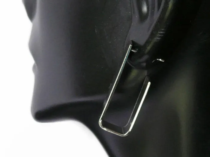 Silver hoop earrings Sterling silver dangle earrings silver rectangular hoops geometric jewelry modern minimalist handmade jewelry