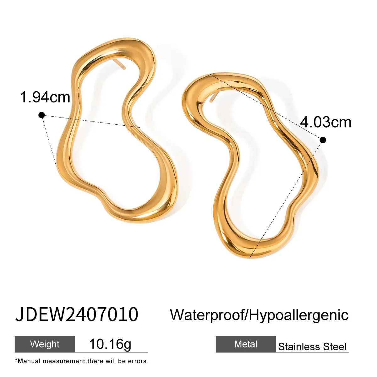 VAIGE Irregular Hollow Drop Earrings - Creative Gold PVD Plated Stainless Steel, Anti-Allergic & Waterproof Fashion Jewelry