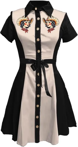 Vintage Western Flower Printed Shirt Dress Women Summer Button Down Casual Retro Style Evening Dresses for Women